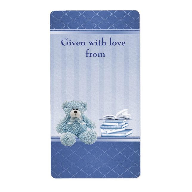 Blue Teddy Ta med sig en Bok-babybookplåt Fraktsedel (Framsidan)