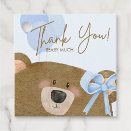 Blue Teddy Vi kan bolla Baby Shower. Gåvor Etiketter