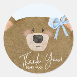 Blue Teddy Vi kan bolla Baby Shower. Runt Klistermärke