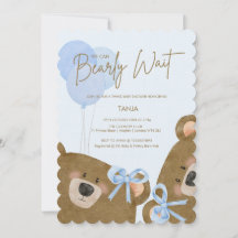 Blue Teddy Vi kan bolla Twillingar Baby Shower