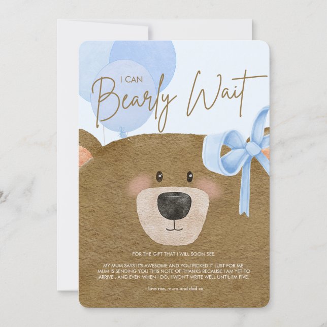 Blue Teddy Vi kan bolla Twillingar Baby Shower Tack Kort (Framsida)