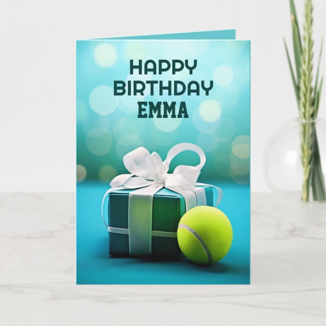 Blue Tennis Birthday Card, anpassade Kort (Framsida)