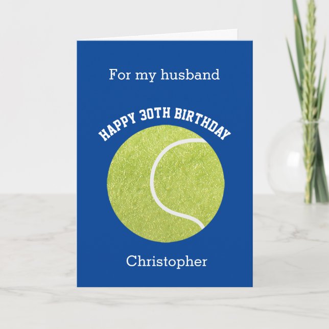 Blue Tennis Birthday Husband  Kort (Framsida)