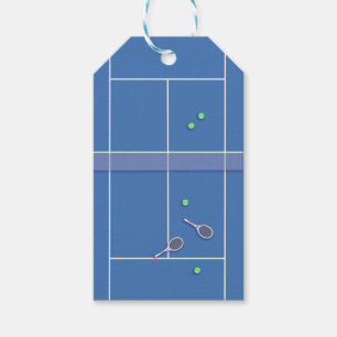 Blue Tennis Court Preppy Modern Tennis Player Presentetikett