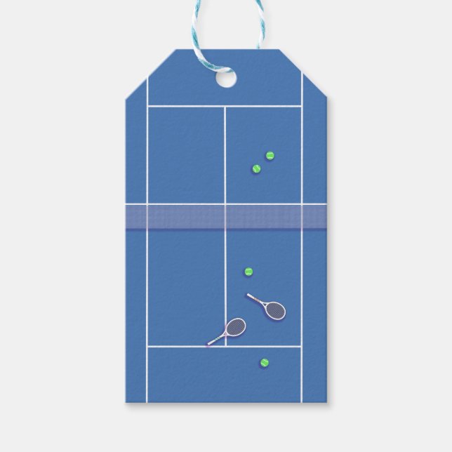 Blue Tennis Court Preppy Modern Tennis Player Presentetikett (Framsidan)