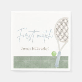 Blue Tennis First Birthday Boy Preppy Classic  Pappersservett
