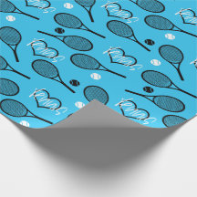 Blue Tennis Party, tennis mönster Wrapping Papper