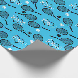 Blue Tennis Party, tennis mönster Wrapping Papper Presentpapper
