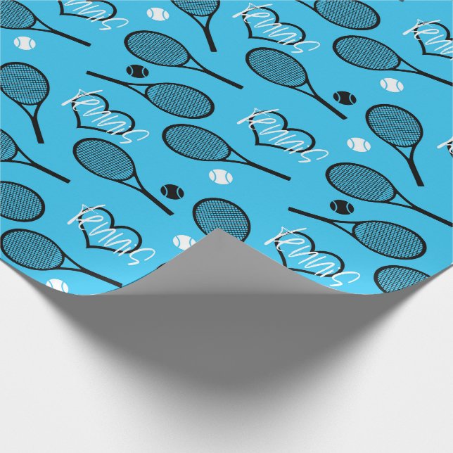 Blue Tennis Party, tennis mönster Wrapping Papper Presentpapper (Hörn)