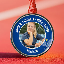 Blue Tennis Player Photo Christmas Gift Julgransprydnad Metall