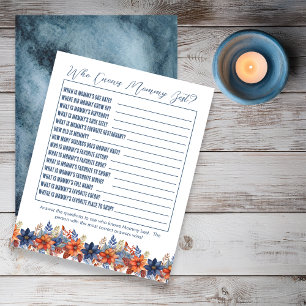 Blue Terracotta Blommigt Baby Shower som känner Ma