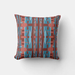 Blue Terracotta Burgundy Lodrät Southwest look Kudde