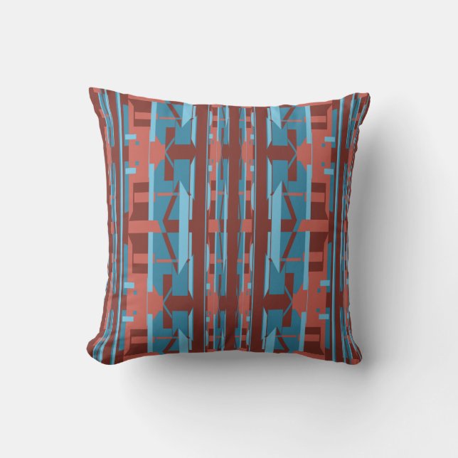 Blue Terracotta Burgundy Lodrät Southwest look Kudde (Framsida)