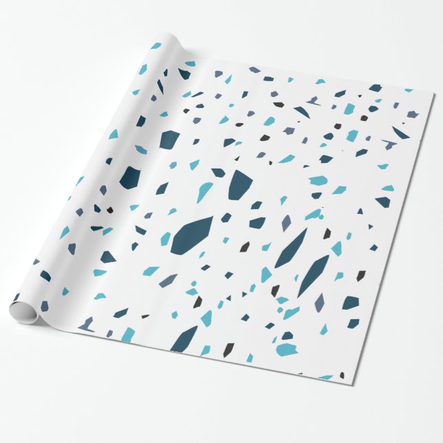 Blue Terrazzo Biet Presentpapper (Utrullad)