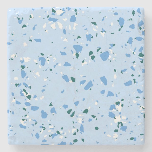 Blue Terrazzo Mönster Stenunderlägg (Framsidan)