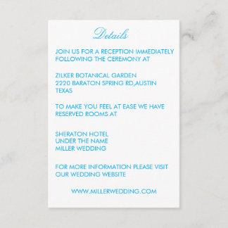 blue text classic details Enclosure Card Tilläggskort