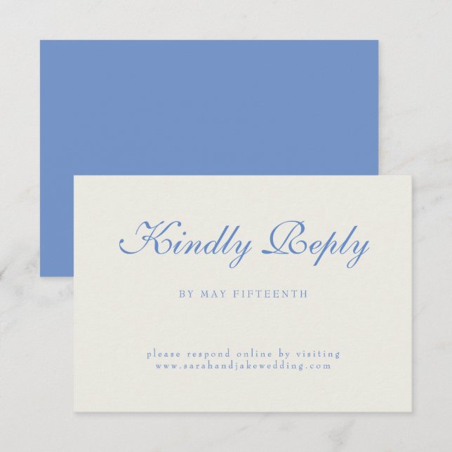 Blue Text Cream Wedding OSA Kort (Fram/baksida)