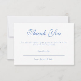 Blue Text White Wedding Thank You Tack Kort