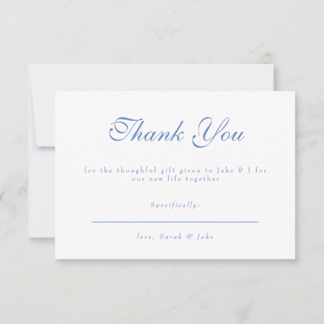 Blue Text White Wedding Thank You Tack Kort (Framsida)