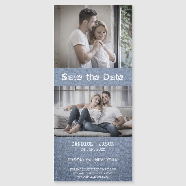 Blue Textile Texture Engaged Romantic Couple (Framsida)