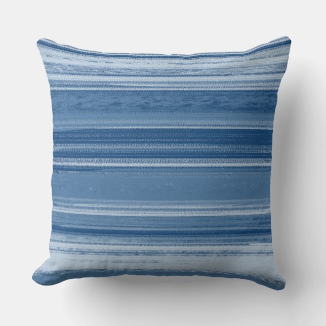 Blue Textured Abstract Stripe Pattern Kudde (Framsida)