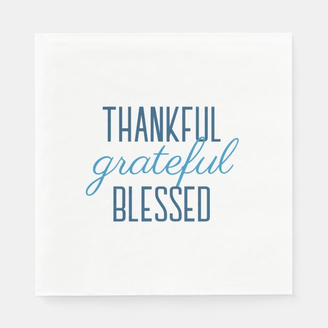 Blue Thankful Grateful Blessed Pappersservett (Framsidan)