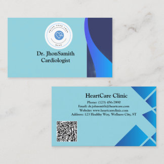 Blue theme Customized Logo QR Doctor Visitkort