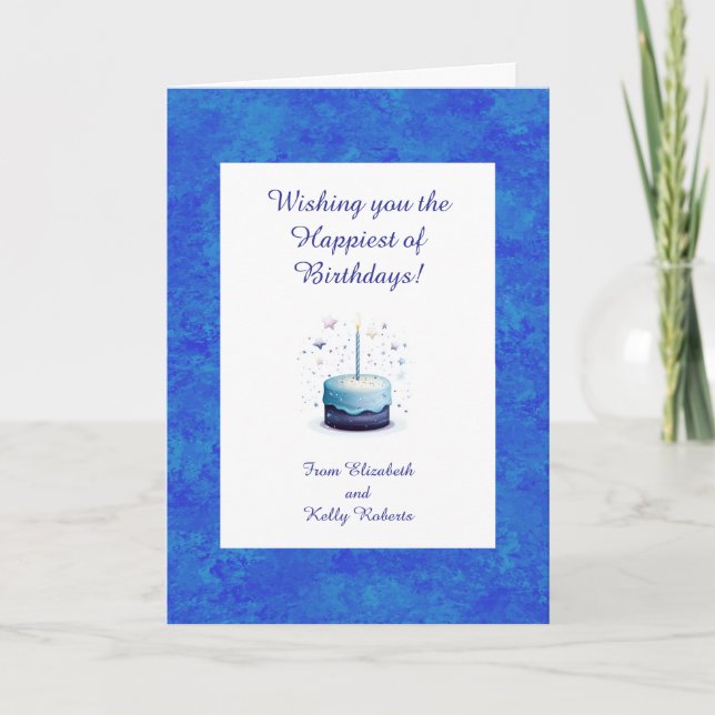 Blue Themed Birthday Cake With Stars  Kort (Framsida)