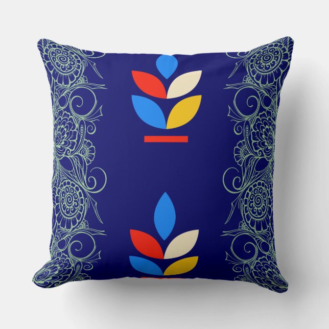 Blue-Themed Cozy Throw Pillow Kudde (Framsida)