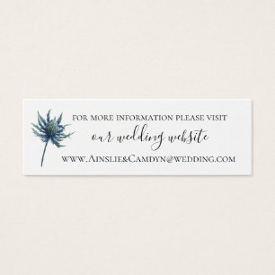 Blue Thistle Botanical Bröllop webbplats Litet Visitkort