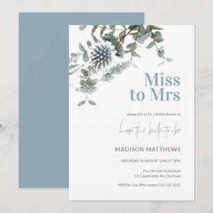 Blue Thistle Botanical Miss till Mrs Möhippa Inbjudningar