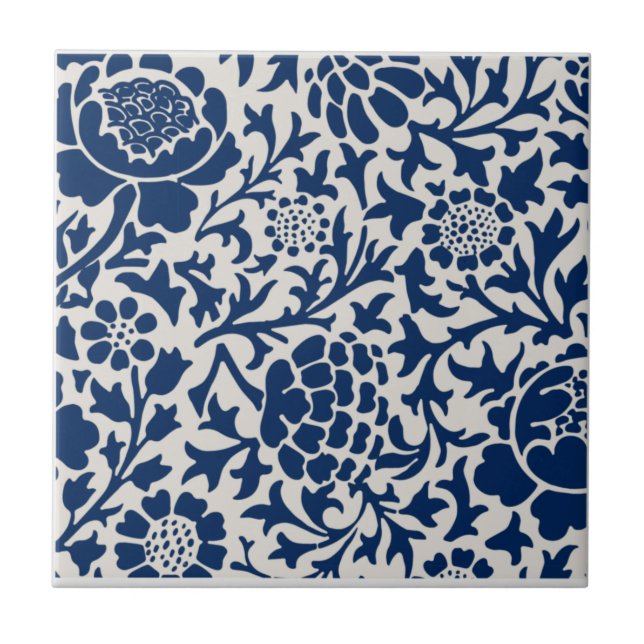 Blue Thistle Mönster European Stil Kakelplatta (Framsidan)