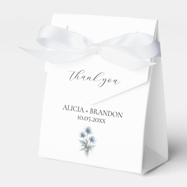 Blue Thistle Scottish Floral Modern Wedding Presentaskar (Framsidan Sidan)