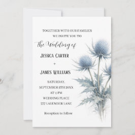 Blue Thistle Scottish Scotland Simple Wedding Inbjudningar