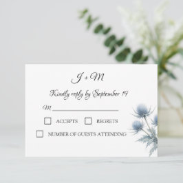 Blue Thistle Scottish Simple Wedding RSVP OSA Kort
