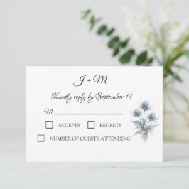 Blue Thistle Scottish Simple Wedding RSVP OSA Kort