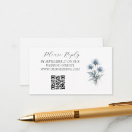 Blue Thistle Scottish Watercolor Floral Wedding  Tilläggskort