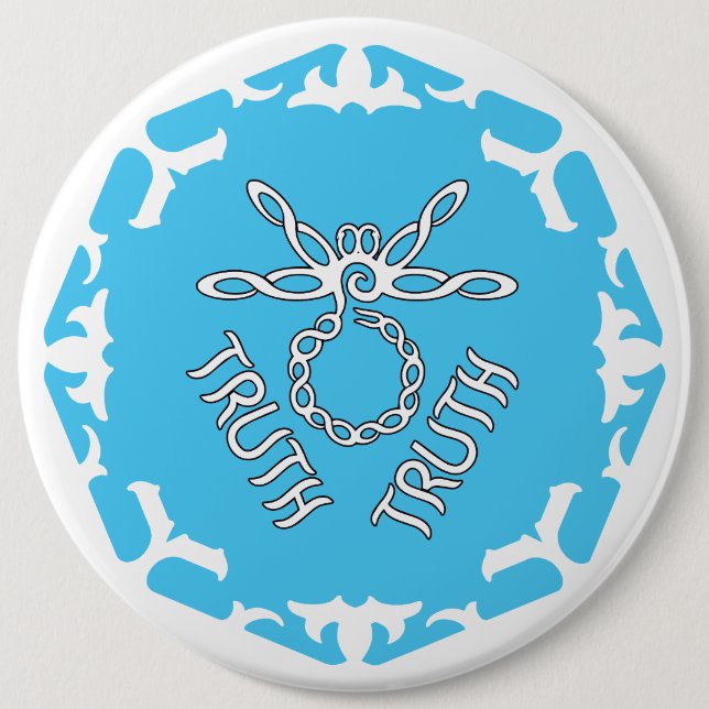 Blue Throat Chakra "Truth" Dragonfly White BG Knapp (Framsida)