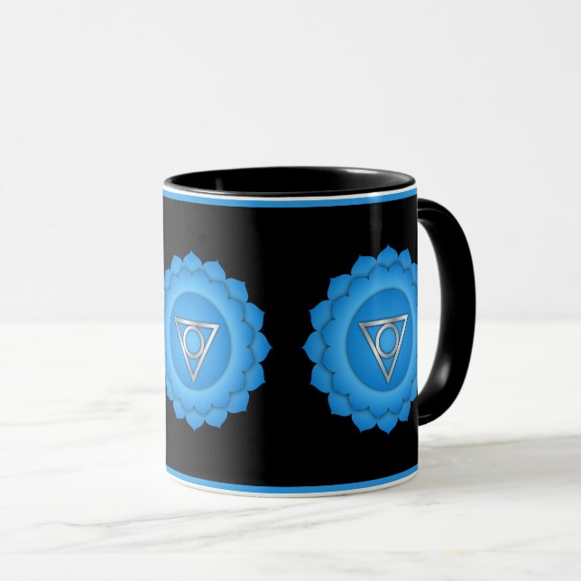 Blue Throat Chakra Zen Yoga Namaste Mugg (Framsida höger)