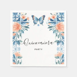 Blue Tiara Family Latina Girly Spanish Quinceanera Pappersservett