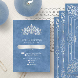 Blue Tiara Krona Elegant Quinceanera OSA Kort