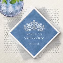 Blue Tiara Krona Elegant Quinceanera Pappersservett