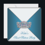 Blue Tiara Sweet sixteen Födelsedagsfest Inbjudningar<br><div class="desc">Blå och vit tiara sweet sixteen födelsedagsfest inbjudan.</div>