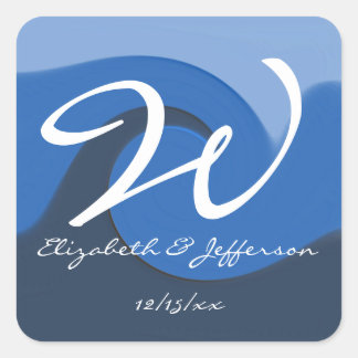 "Blue Tide" - Monogram w/ Namn Seal/Sticker Fyrkantigt Klistermärke