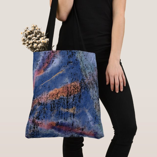 Blue Tie Die Crossbody Tote Bag Tygkasse (Närbild)