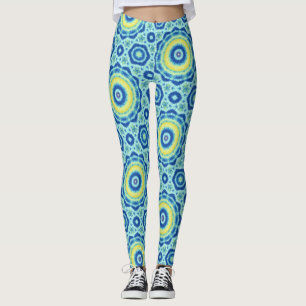 Blue Tie Dye Mandala Mönster - Leggings