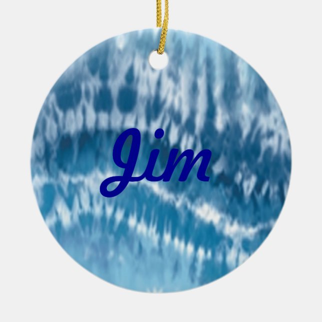 Blue Tie Dye Namn Ornament (Framsidan)