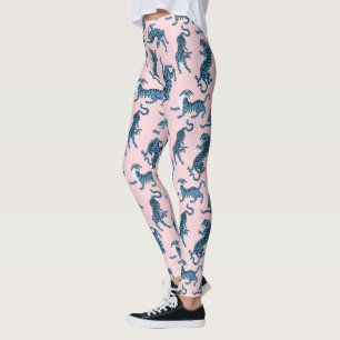 Blue Tiger Asian Mönster Leggings