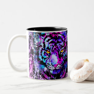 Blue Tiger Coffee Mugg Lila Tiger Ansikte
