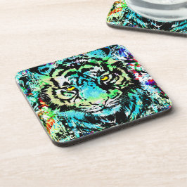 Blue Tiger Head - Tiger Porträtt Beverage Coaster  Underlägg